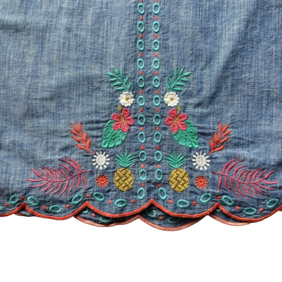 Talbots Women's Floral A-Line Linen Blend Knee Length Skirt Blue Size 4 Casual - Picture 4 of 10